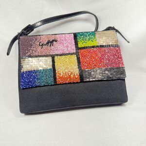 Vintage Vicini Giuseppe Zanotti Beaded Mosaic Satin Evening Bag  GZ Rare